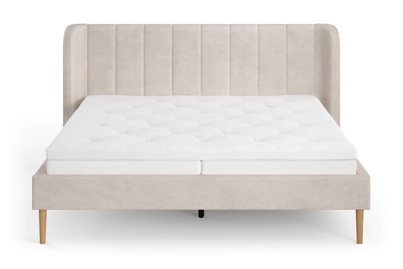 Nattljus sengeramme 180x200 cm eg med HVILA pocketfjedermadras og topmadras Classic med vaskbart betræk - Beige - Møbler - Senge - Sengeramme & sengestel