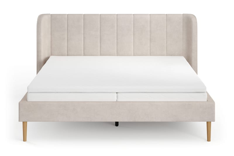 Nattljus sengeramme 180x200 cm eg med HVILA pocketfjedermadras og topmadras i memoryskum med vaskbart betræk - Beige - Møbler - Senge - Sengeramme & sengestel