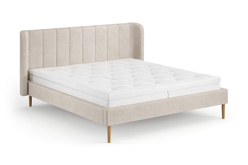 Nattljus sengeramme 180x200 cm eg med HVILA pocketfjedermadras og topmadras Classic med vaskbart betræk, Beige