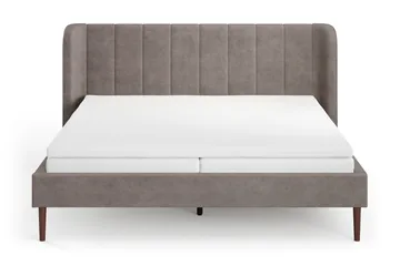 Nattljus sengeramme 180x200 cm valnød med HVILA fjedermadras og topmadras i memoryskum med vaskbart betræk - Brun - Møbler - Senge - Sengeramme & sengestel
