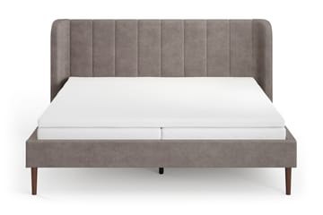 Nattljus sengeramme 180x200 cm valnød med HVILA skummadras og topmadras i polyesterskum med vaskbart betræk - Brun - Møbler - Senge - Sengeramme & sengestel