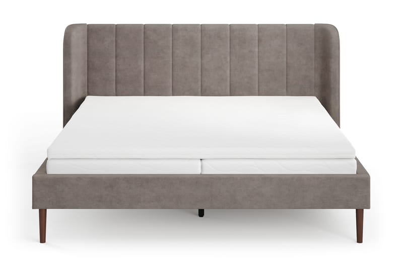 Nattljus sengeramme 180x200 cm valnød med HVILA skummadras og topmadras i polyesterskum med vaskbart betræk - Brun - Møbler - Senge - Sengeramme & sengestel