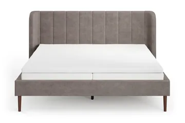 Nattljus sengeramme 180x200 cm valnød med HVILA pocketfjedermadras og topmadras i memoryskum med vaskbart betræk - Brun - Møbler - Senge - Sengeramme & sengestel