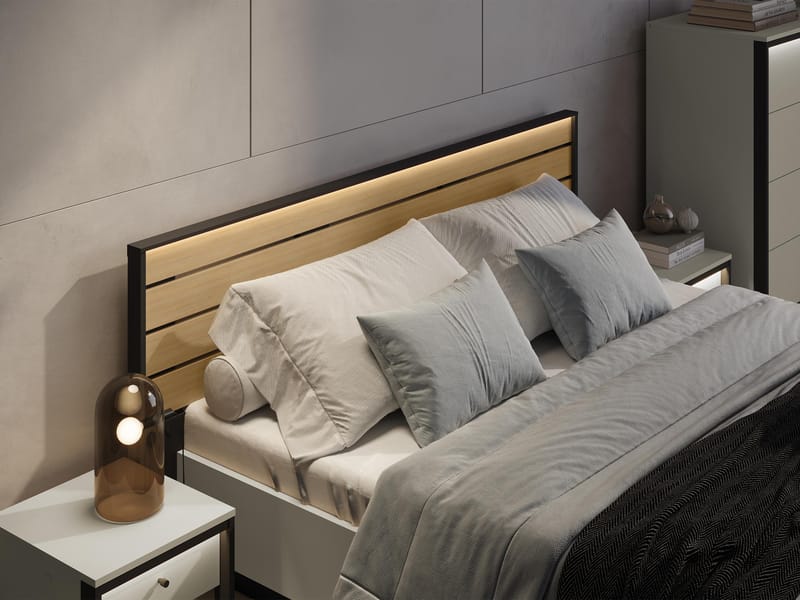 Navron Sengeramme 160x200 cm - Beige/Sort - Møbler - Senge - Sengeramme & sengestel