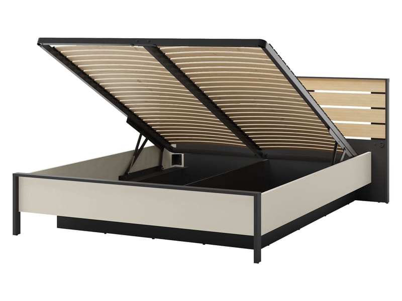 Navron Sengeramme 160x200 cm - Beige/Sort - Møbler - Senge - Sengeramme & sengestel