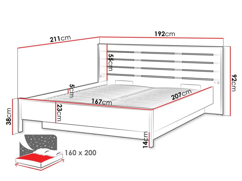 Navron Sengeramme 160x200 cm - Beige/Sort - Møbler - Senge - Sengeramme & sengestel
