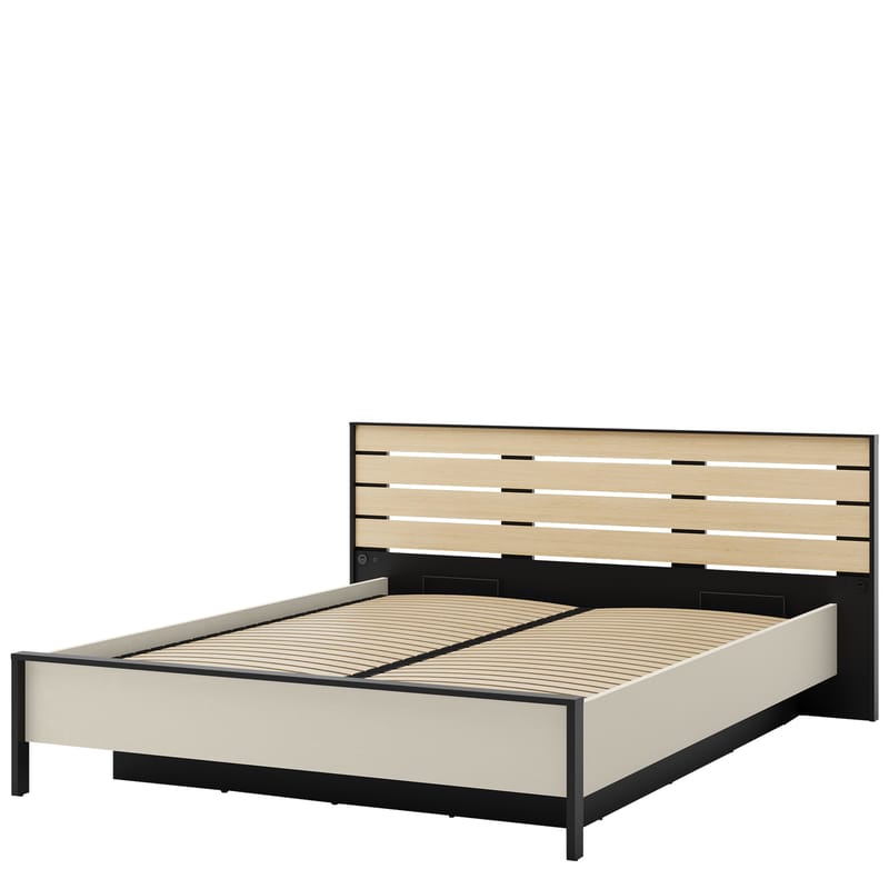 Navron Sengeramme 160x200 cm, Beige/Sort