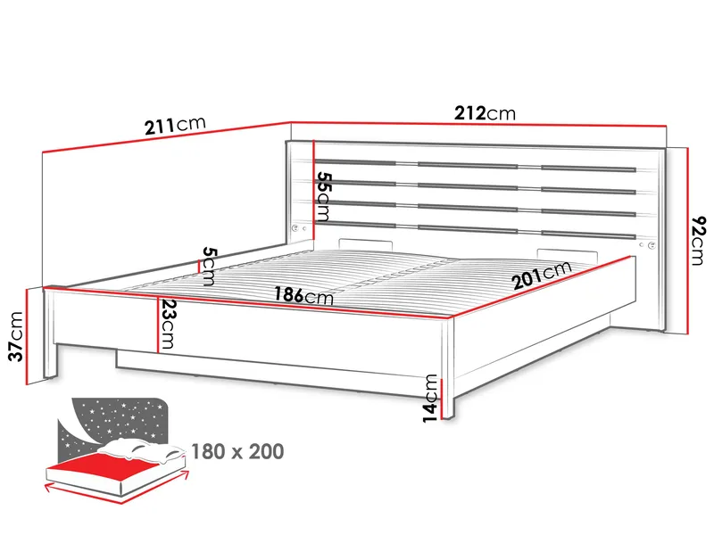 Navron Sengeramme 180x200 cm - Beige/Sort - Møbler - Senge - Sengeramme & sengestel