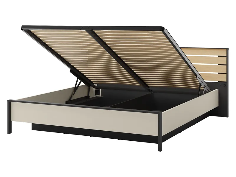 Navron Sengeramme 180x200 cm - Beige/Sort - Møbler - Senge - Sengeramme & sengestel