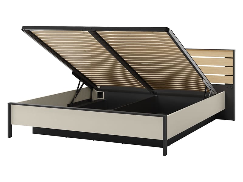 Navron Sengeramme 180x200 cm - Beige/Sort - Møbler - Senge - Sengeramme & sengestel