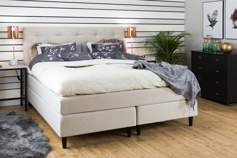 Nice Deluxe Komplet Sengepakke 180x200 - Beige - Møbler - Senge - Komplet sengepakke