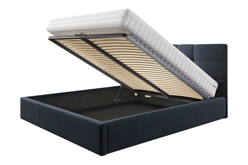 Nieres Opbevaringsseng 140x200 cm - Mørkeblå - Møbler - Senge - Sengeramme & sengestel