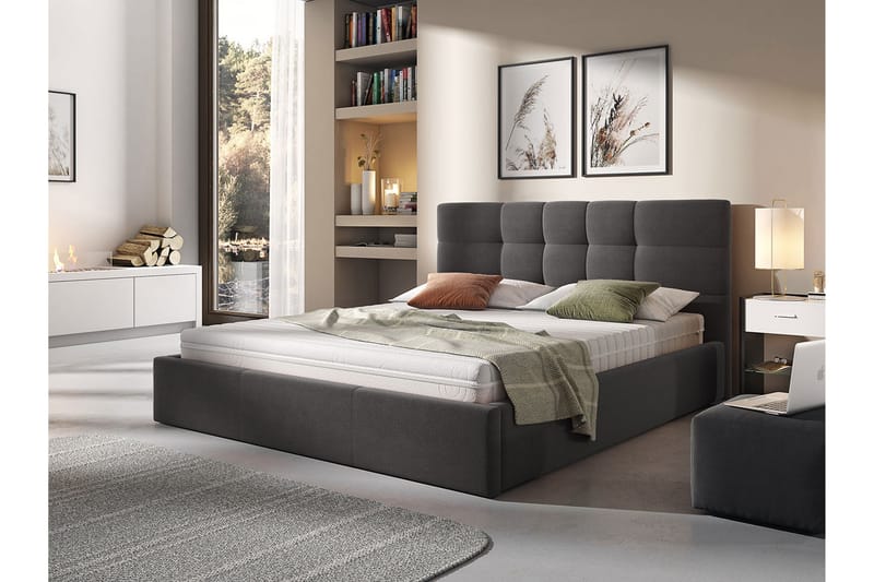 Nieres Opbevaringsseng 140x200 cm - Mørkegrå - Møbler - Senge - Seng med opbevaring