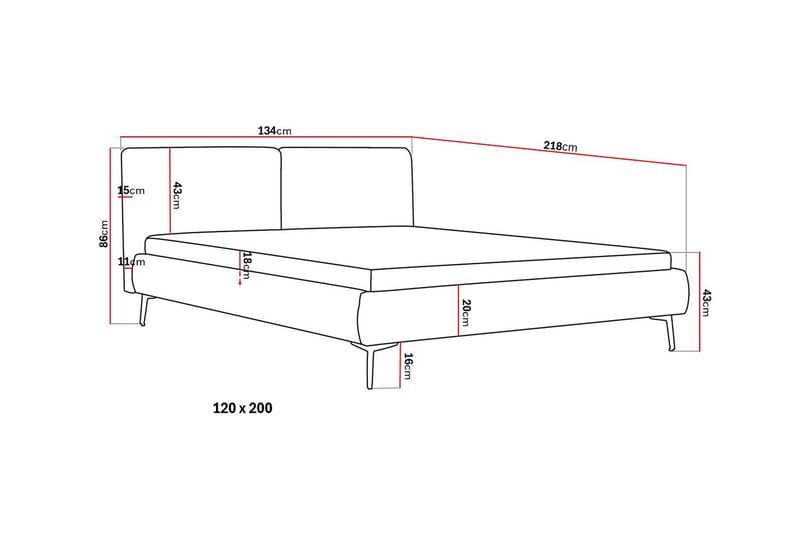 Nordic Komplet Sengesæt 120x200 cm med Sengegavl - Mørkegrå - Møbler - Senge - Komplet sengepakke