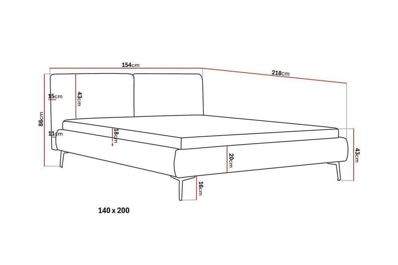 Nordic Komplet Sengesæt 140x200 cm med Sengegavl - Beige - Møbler - Senge - Komplet sengepakke