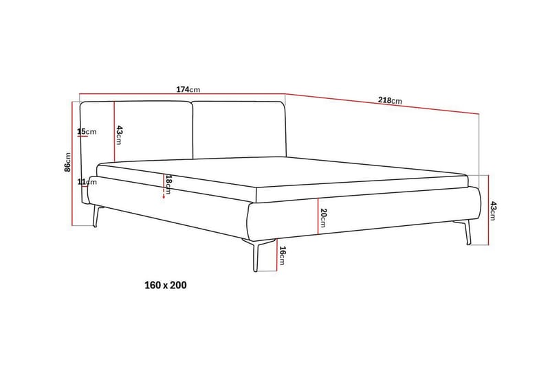 Nordic Komplet Sengesæt 160x200 cm med Sengegavl - Grå - Møbler - Senge - Komplet sengepakke