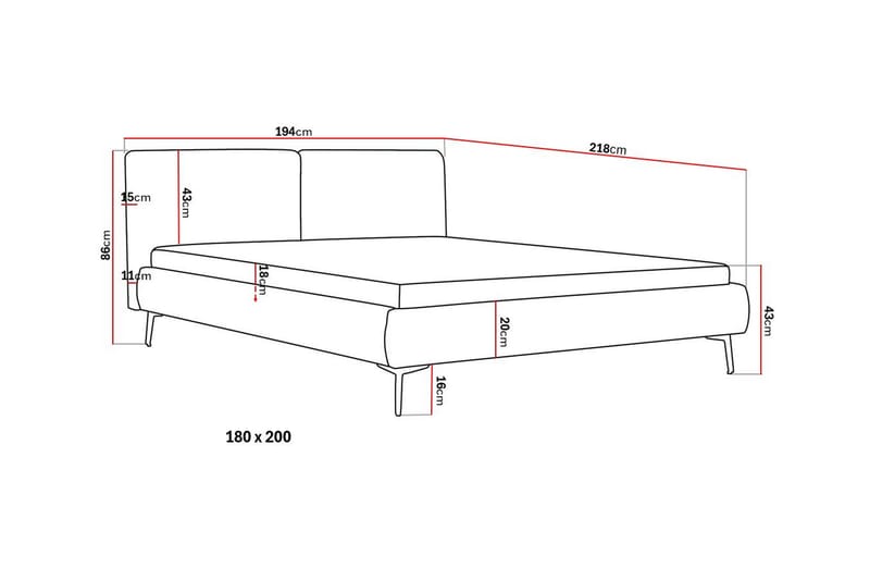 Nordic Komplet Sengesæt 180x200 cm med Sengegavl - Mørkegrå - Møbler - Senge - Komplet sengepakke