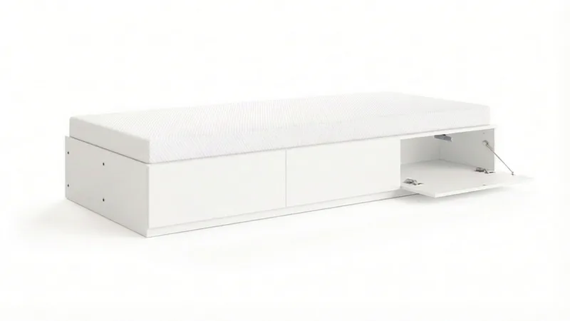 Norrvik sengeramme 90x200 cm med opbevaring inklusive madras, Hvid