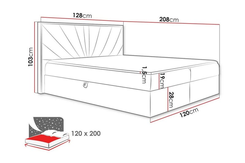 Oberting Sengeramme 120x200 cm - Beige/Træ - Sengeramme & sengestel