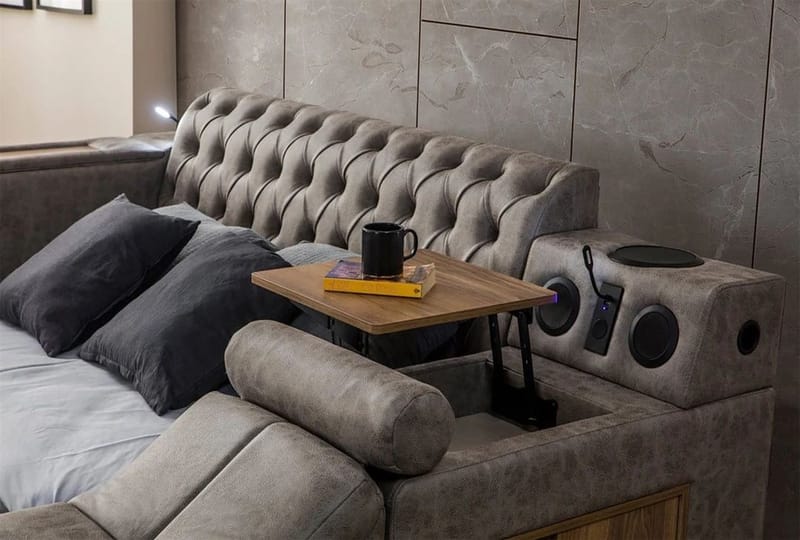 Olyvan sengesæt med bænk og opbevaring 250x290 cm kunstlæder - Brun - Møbler - Senge - Sengeramme & sengestel