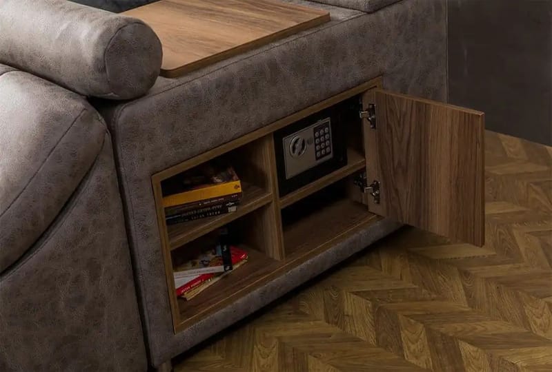 Olyvan sengesæt med bænk og opbevaring 250x290 cm kunstlæder - Brun - Møbler - Senge - Sengeramme & sengestel