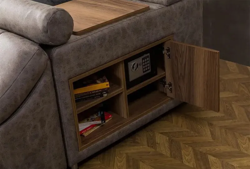 Olyvan sengesæt med bænk og opbevaring 250x290 cm kunstlæder - Brun - Møbler - Senge - Sengeramme & sengestel