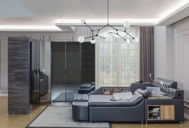 Olyvan sengesæt med bænk og opbevaring 250x290 cm kunstlæder - Sort - Møbler - Senge - Sengeramme & sengestel