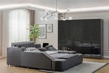 Olyvan sengesæt med bænk og opbevaring 250x290 cm kunstlæder - Sort - Møbler - Senge - Sengeramme & sengestel