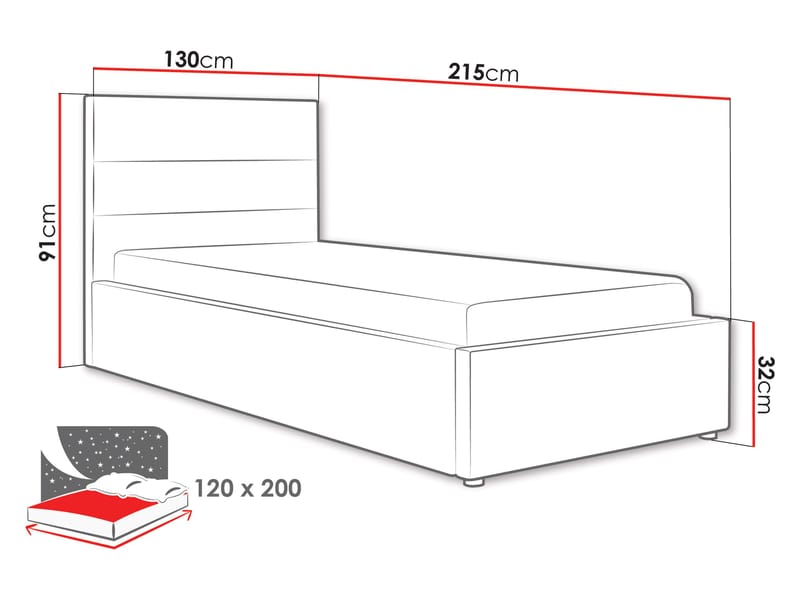 Omrynn sengeramme med opbevaring 120x200 cm - beige - Møbler - Senge - Sengeramme & sengestel