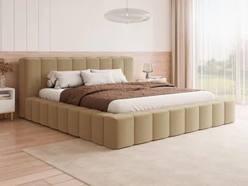 Orvinel Sengeramme 120x200 cm med Opbevaring - Mørk beige - Møbler - Senge - Sengeramme & sengestel