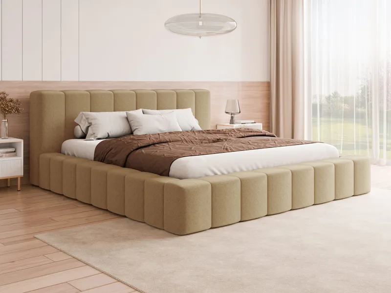 Orvinel Sengeramme 140x200 cm med Opbevaring - Mørk beige - Møbler - Senge - Sengeramme & sengestel