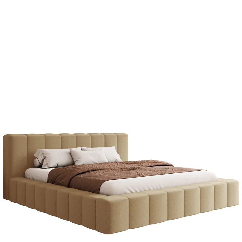 Orvinel Sengeramme 140x200 cm med Opbevaring, Mørk beige