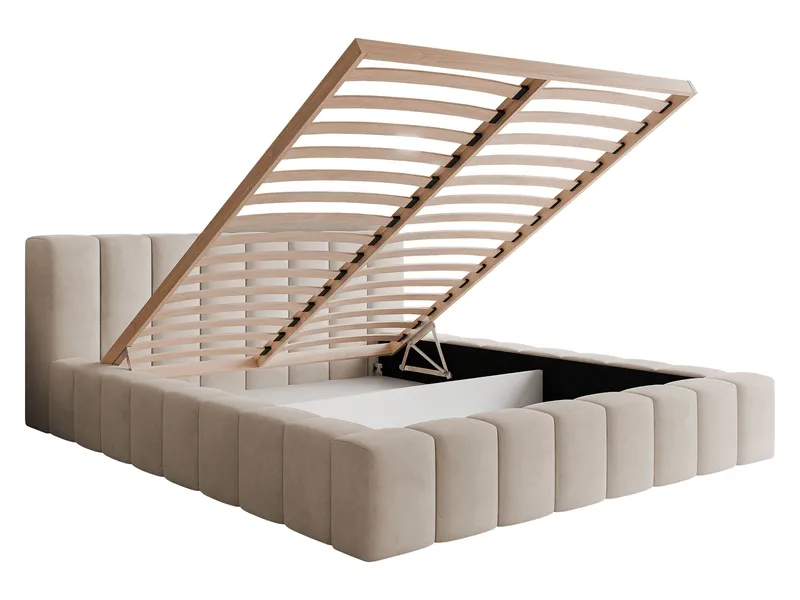 Orvinel Sengeramme 160x200 cm med Opbevaring - Mørk beige - Møbler - Senge - Sengeramme & sengestel