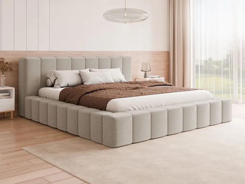 Orvinel Sengeramme 200x200 cm med Opbevaring - Beige - Møbler - Senge - Sengeramme & sengestel