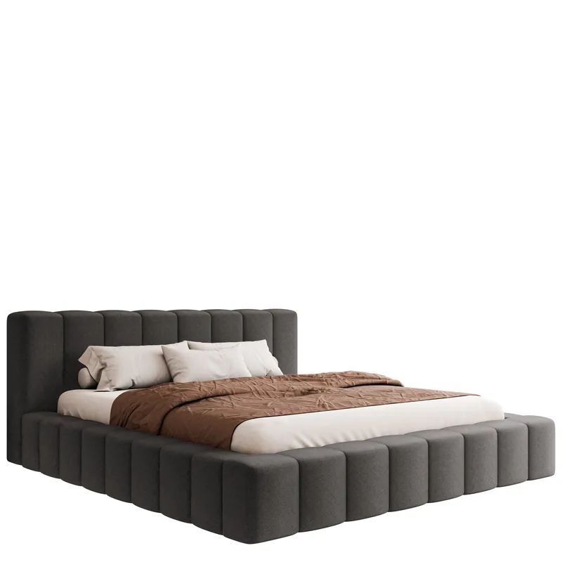 Orvinel Sengeramme 200x200 cm med Opbevaring, Grå