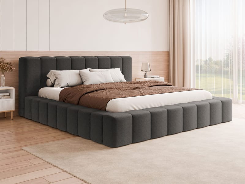 Orvinel Sengeramme 200x200 cm med Opbevaring - Grå - Møbler - Senge - Sengeramme & sengestel