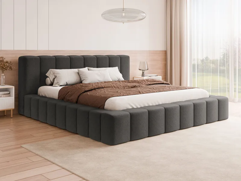 Orvinel Sengeramme 200x200 cm med Opbevaring - Grå - Møbler - Senge - Sengeramme & sengestel