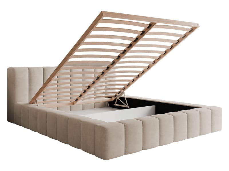 Orvinel Sengeramme 200x200 cm med Opbevaring - Lysegrå - Møbler - Senge - Sengeramme & sengestel