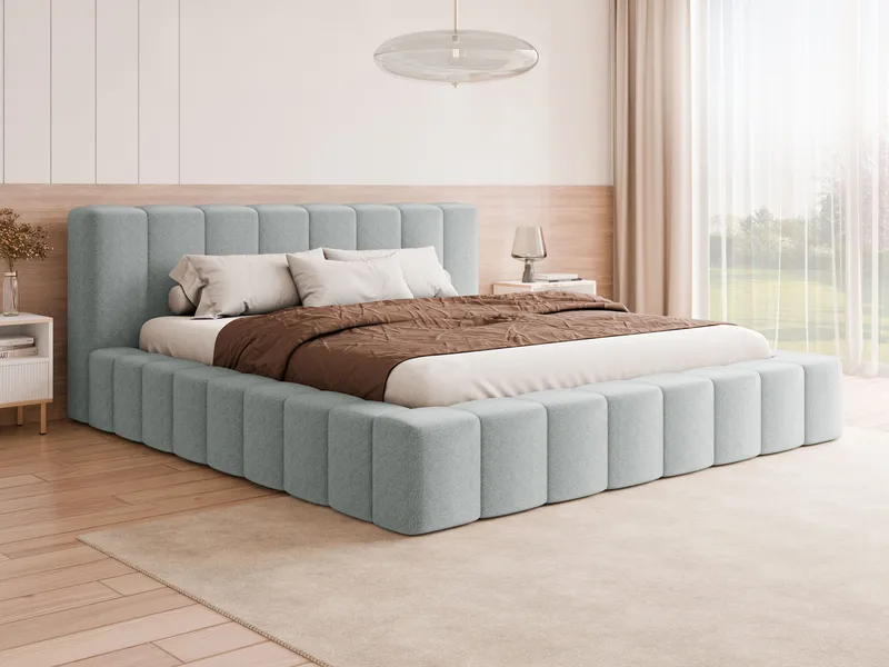 Orvinel Sengeramme 200x200 cm med Opbevaring - Lysegrå - Møbler - Senge - Sengeramme & sengestel