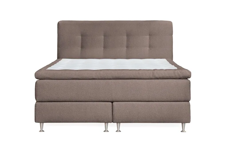 Oslo Lyx Sengepakke Kontinentalseng 160x200 cm Knappet Sengegavl - Lys brun - Møbler - Senge - Kontinentalsenge