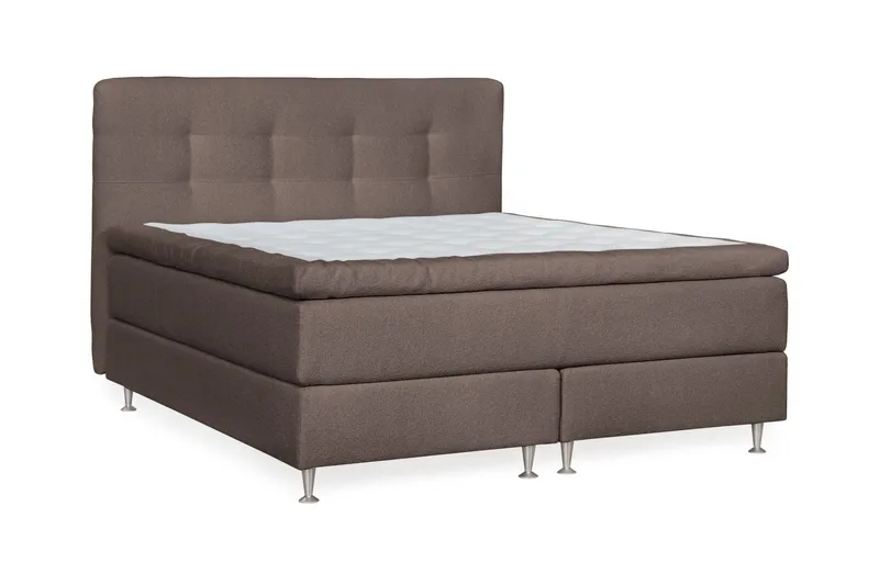 Oslo Lyx Sengepakke Kontinentalseng 160x200 cm Knappet Sengegavl - Lys brun - Møbler - Senge - Kontinentalsenge