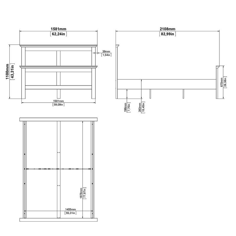 Paris Seng Paris 140x200 cm - Møbler - Senge - Sengeramme & sengestel