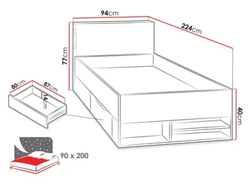 Planeta Sengeramme 90x200 cm - Møbler - Senge - Sengeramme & sengestel