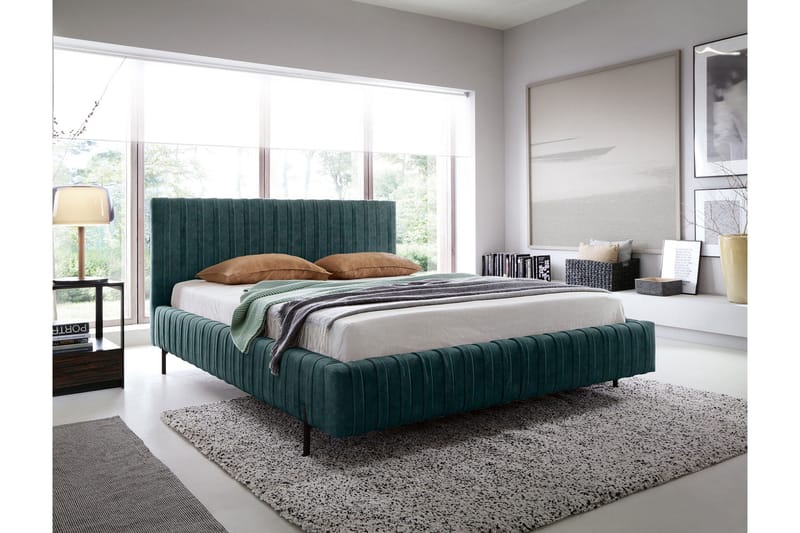 Plissa Sengeramme 140x200 cm - Mørkegrøn - Møbler - Senge - Sengeramme & sengestel