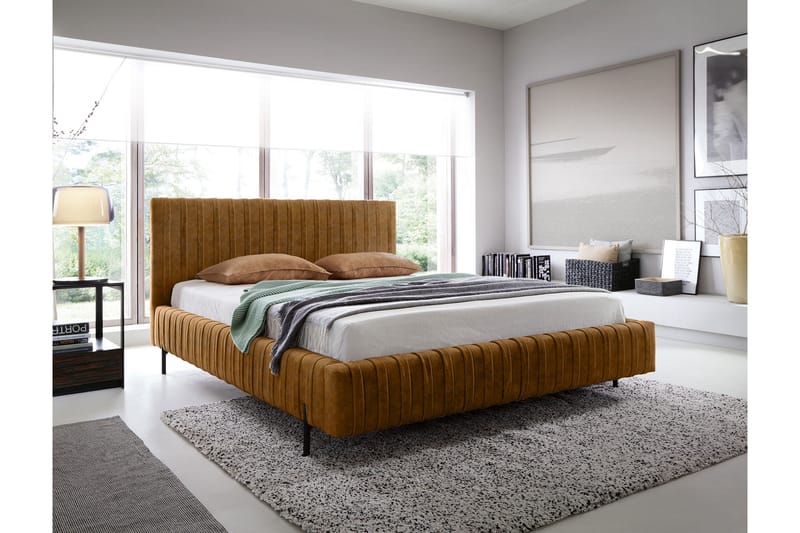 Plissa Sengeramme 180x200 cm - Gul - Møbler - Senge - Sengeramme & sengestel