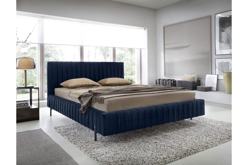 Plissa Sengramme 160x200 cm, Mørkeblå