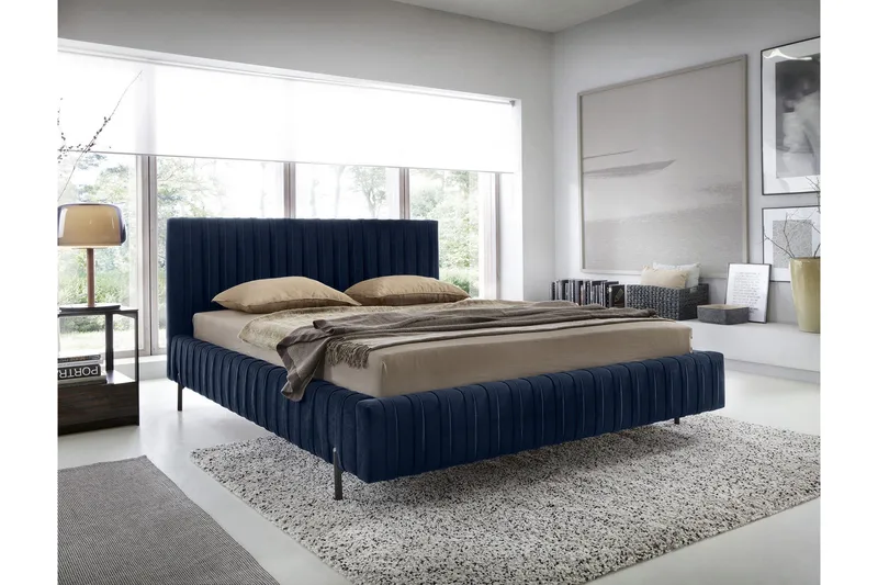 Plissa Sengramme 160x200 cm - Mørkeblå - Møbler - Senge - Sengeramme & sengestel