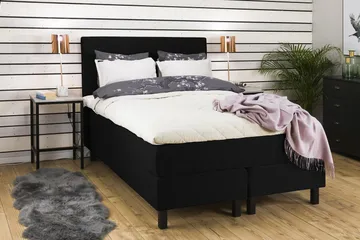 Princess Sengepakke – Kontinentalseng 120x200 cm i Stof med Topmadras med Fasthedsgrad Medium - Sort - Møbler - Senge - Enkeltsenge