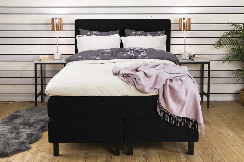 Princess Sengepakke – Kontinentalseng 120x200 cm i Stof med Topmadras med Fasthedsgrad Medium - Sort - Møbler - Senge - Enkeltsenge