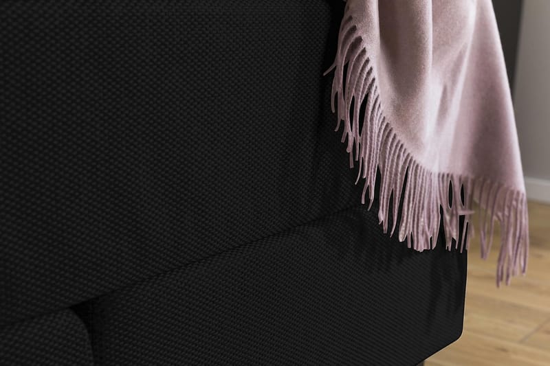 Princess Sengepakke – Kontinentalseng 120x200 cm i Stof med Topmadras med Fasthedsgrad Medium - Sort - Møbler - Senge - Enkeltsenge
